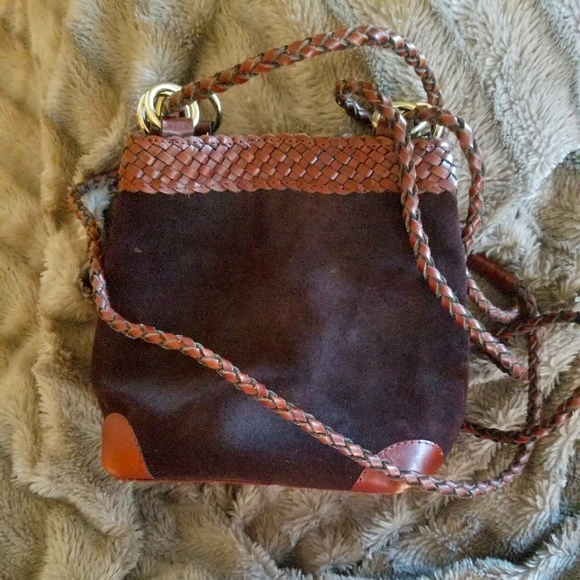 L.J.S. Collection Suede and Leather Crossbody Purse - Picture 2 of 6